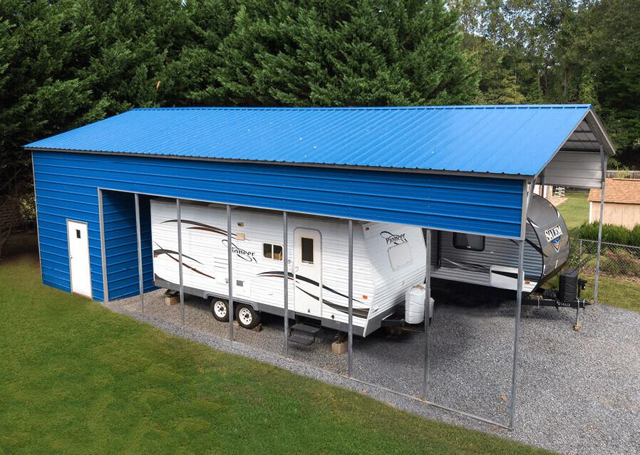 Camper Carport With Enclosed Utility Storage