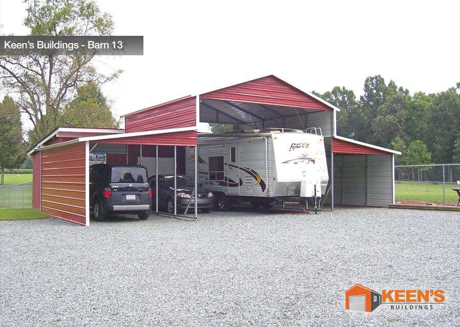 Rv Carport With Lean-To Carport - Barn Style