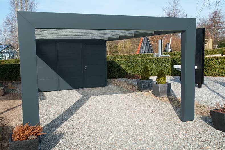 A Modernist Carport Made Of Metal