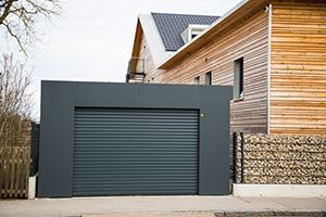 Black Metal Garage With Black Garage Door