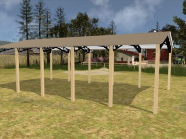 28' x 50' x 12' Open Pole Barn Installed