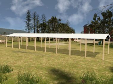 24' x 100' x 12' Open Pole Barn Installed