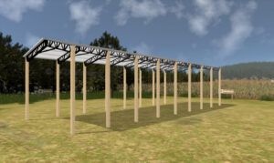 24' x 80' x 20' Open Pole Barn Installed