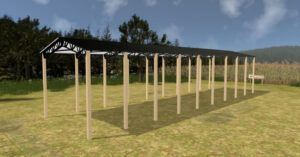 24' x 90' x 20' Open Pole Barn Installed