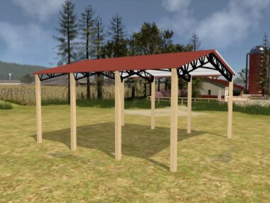 28' x 30' x 12' Open Pole Barn Installed