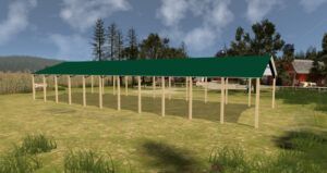 40' x 110' x 14' Open Pole Barn Installed