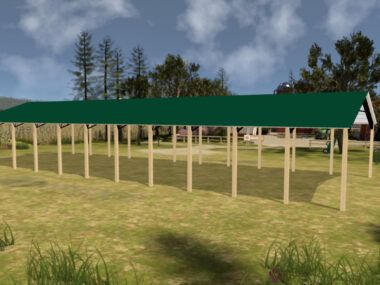 40' x 110' x 12' Open Pole Barn Installed