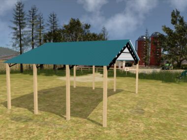 40' x 30' x 12' Open Pole Barn Installed