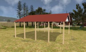 40' x 40' x 14' Open Pole Barn Installed