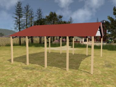 40' x 40' x 12' Open Pole Barn Installed