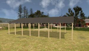 34' x 70' x 14' Open Pole Barn Installed