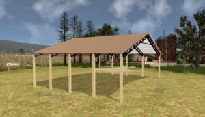 50' x 40' x 14' Open Pole Barn Installed