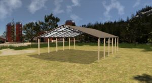 50' x 50' x 14' Open Pole Barn Installed