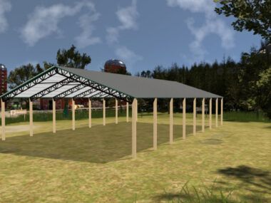 50' x 80' x 12' Open Pole Barn Installed