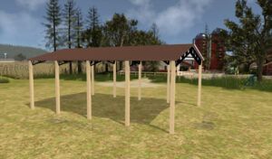 30' x 40' x 14' Open Pole Barn Installed