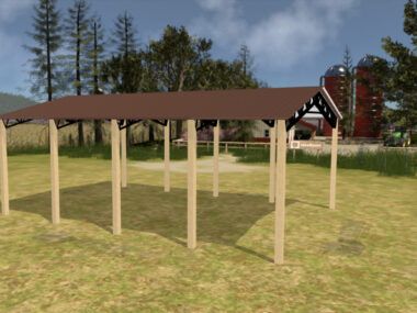 30' x 40' x 14' Open Pole Barn Installed