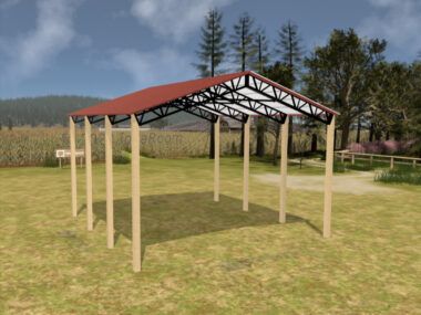 28' x 30' x 16' Open Pole Barn Installed