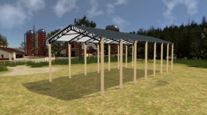 28' x 70' x 20' Open Pole Barn Installed