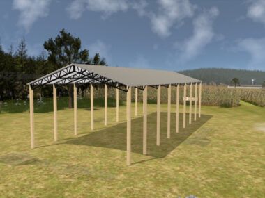 34' x 80' x 16' Open Pole Barn Installed