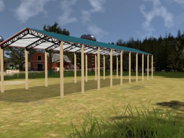 34' x 90' x 16' Open Pole Barn Installed