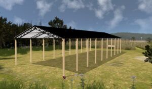 40' x 110' x 20' Open Pole Barn Installed