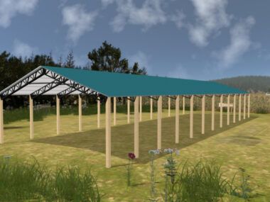 40' x 120' x 12' Open Pole Barn Installed