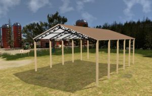 40' x 50' x 20' Open Pole Barn Installed