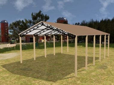 40' x 50' x 16' Open Pole Barn Installed