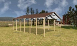 40' x 60' x 20' Open Pole Barn Installed