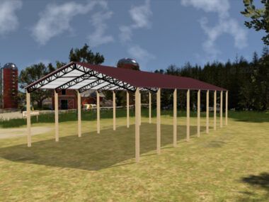 40' x 80' x 16' Open Pole Barn Installed