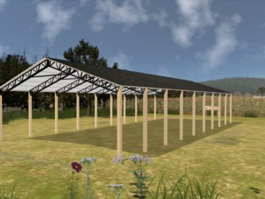 34' x 90' x 12' Open Pole Barn Installed