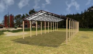 40' x 90' x 20' Open Pole Barn Installed