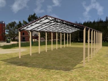 40' x 90' x 16' Open Pole Barn Installed