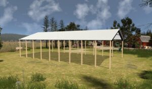 50' x 100' x 16' Open Pole Barn Installed