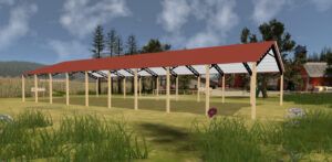 50' x 100' x 14' Open Pole Barn Installed