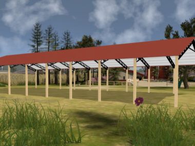 50' x 100' x 12' Open Pole Barn Installed