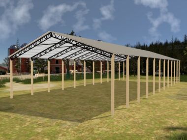 50' x 110' x 16' Open Pole Barn Installed