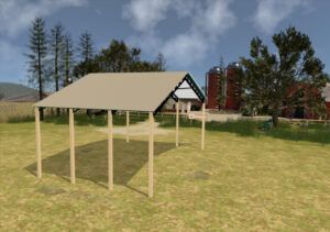 50' x 30' x 20' Open Pole Barn Installed