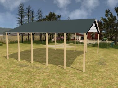 50' x 50' x 16' Open Pole Barn Installed