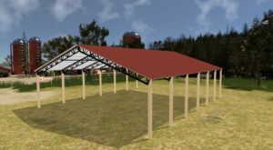 50' x 60' x 12' Open Pole Barn Installed