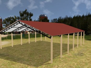 50' x 60' x 12' Open Pole Barn Installed