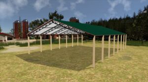 50' x 70' x 12' Open Pole Barn Installed