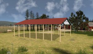 50' x 70' x 20' Open Pole Barn Installed