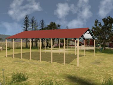 50' x 70' x 16' Open Pole Barn Installed