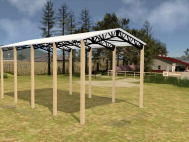 24' x 30' x 20' Open Pole Barn Installed