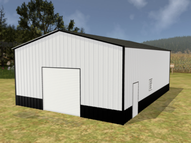 28' x 30' x 12' Enclosed Pole Barn Installed