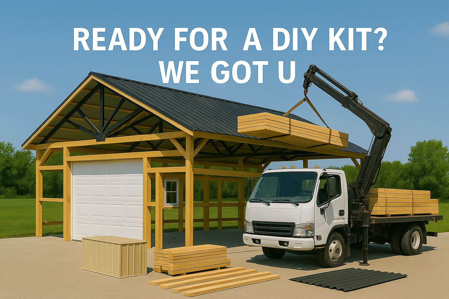 Diy Builder Working On A Pole Barn